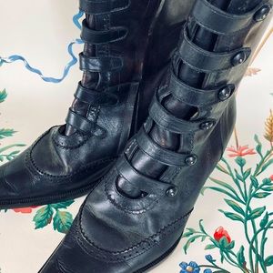 Giraudon New York Black Leather Victorian Ankle Boots